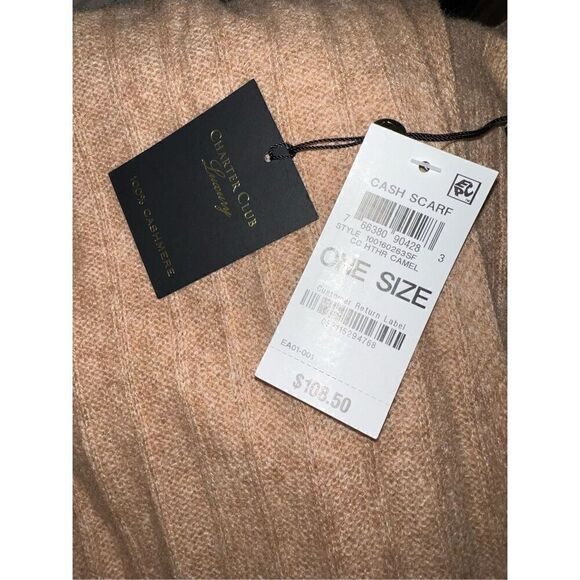 Charter Club NWT ribbed 100% cashmere scarf Heather Carmel - Picture 2 of 3